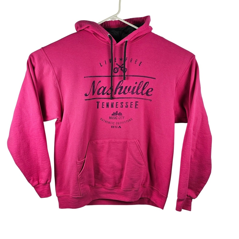 Nashville TN Women's M Hoodie Pink Authentic Outfitters Graphic Screen Print EUC